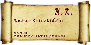 Macher Krisztián névjegykártya